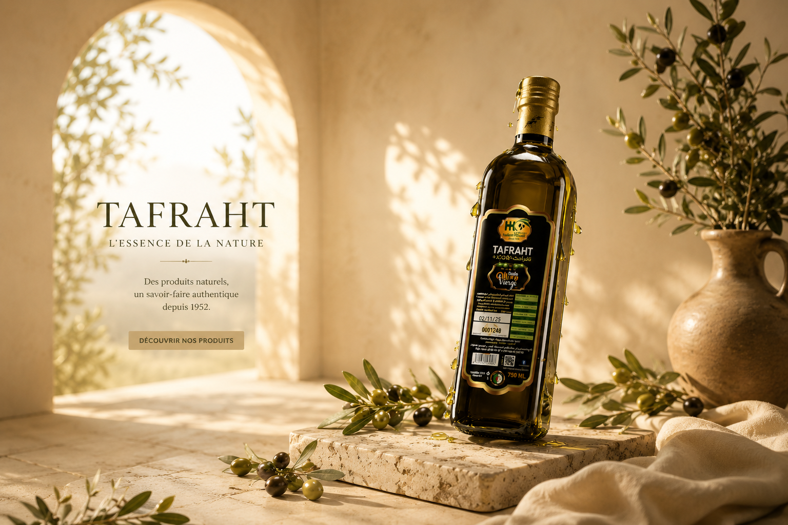 Huile d'olive extra vierge pressée à froid - Huilerie Houali
